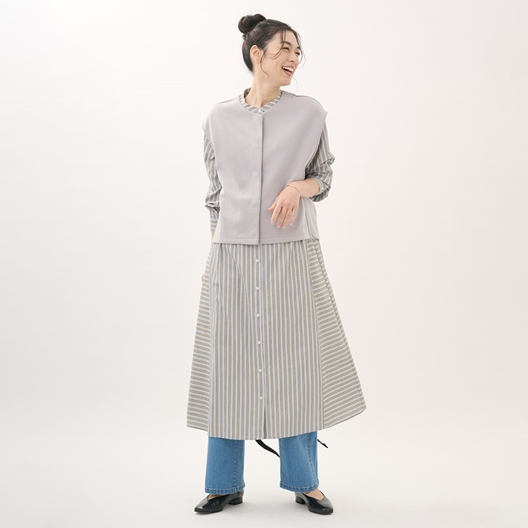 ストライプで軽やかに◎羽織りとしても可愛いシャツワンピース